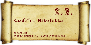 Kazári Nikoletta névjegykártya